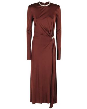 David Koma Kleedjes ,Rood ,Midi-Jurk Met Kristallen Rand