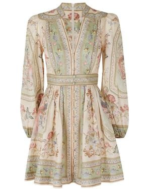 Zimmermann Kleedjes ,Veelkleurig ,Katoen Roselight Plunge Midi Jurk - Naturel