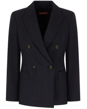 Max Mara Zweireihiger Wollblazer - Schwarz