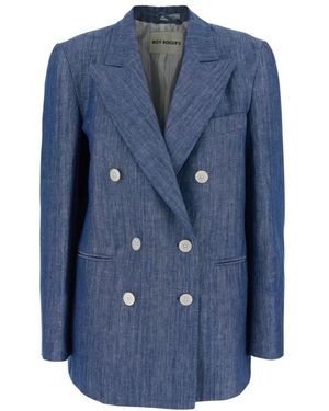 Roy Rogers Jassen ,Blauw ,Katoen Double-Breasted Jas