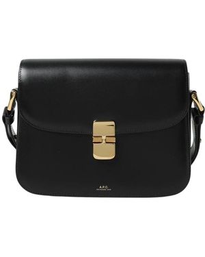 A.P.C. Schwarze Leder-Schultertasche