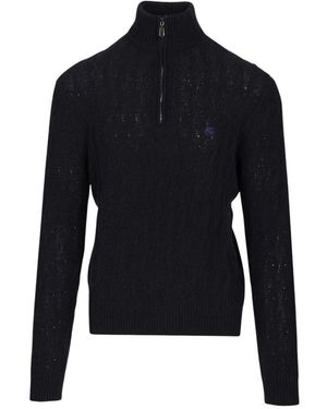 Etro Truien & Vesten ,Blauw ,Kasjmier Roma Steek Turtleneck