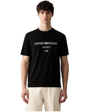 Emporio Armani Logo-Print T-Shirt Met Ronde Hals - Zwart