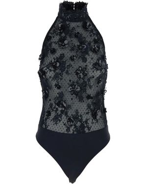 retroféte Saga Spitzenbesetzter Body - Blau