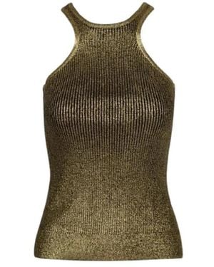 Barbara Bui Tops ,Groen ,Katoen Metallic Gebreide Tanktop