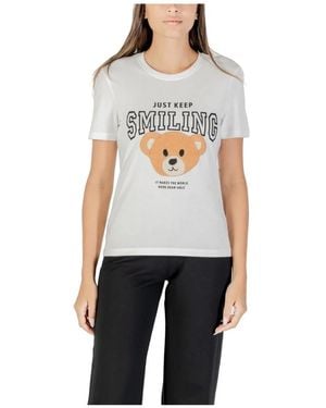 ONLY Wit Print Korte Mouw T-Shirt - Blauw