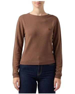 Ermanno Scervino Truien & Vesten ,Bruin ,Wol Girocollo Swarovski
