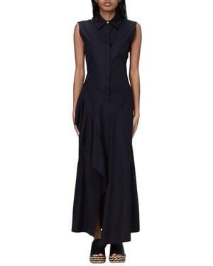 Max Mara Asymmetrisches Rüschenhemdkleid - Blau