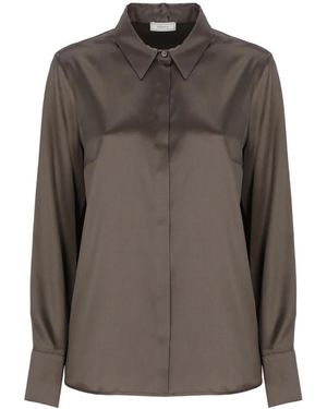 Peserico Overhemden ,Bruin ,Zijden Blouse