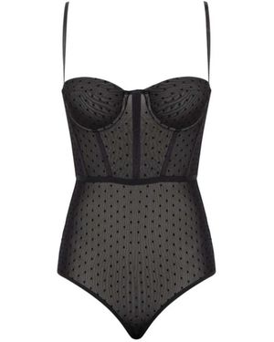 Zimmermann Tops ,Zwart ,Polyester Rebellion Dot Body Suit