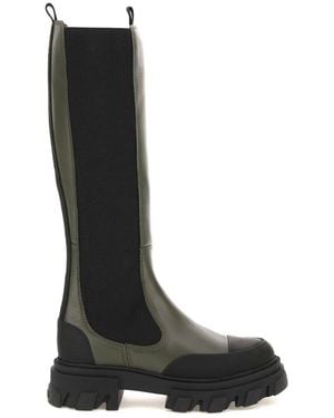 Ganni Leather Chelsea Boots - Black