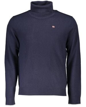 Napapijri Blauer pullover mit langen ärmeln und hohem kragen