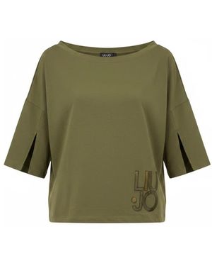 Liu Jo Tops ,Groen ,Katoen T-Shirt Over
