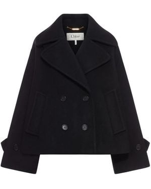 Chloé Double-Breasted Coats - Negro