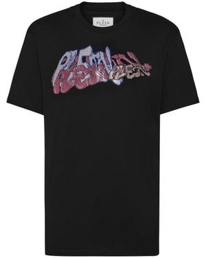 Philipp Plein T-Shirt Met Ronde Hals Bombing Graffiti - Zwart