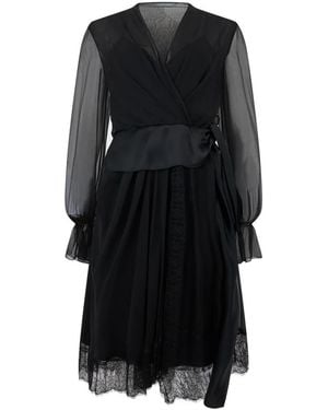 Alberta Ferretti Elegantes Schwarzes Kleid Mit Transparenten Details