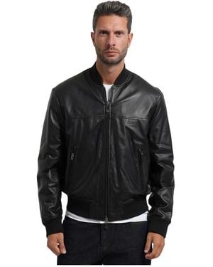 ARMANI EXCHANGE Jassen ,Zwart ,Leer Regular Fit Blouson Jas