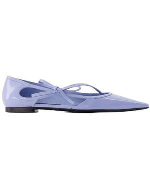 Dolce & Gabbana Blaue Leder Ballerinas Slip-On Spitz Zulaufende Spitze