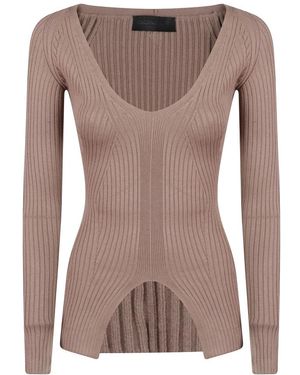 Dondup Truien & Vesten ,Bruin ,V-Hals Gebreide Kleding