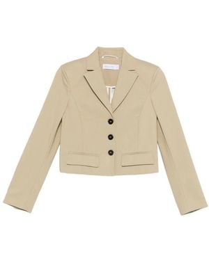 Patrizia Pepe Jassen ,Katoen Cropped Buttoned Blazer - Naturel