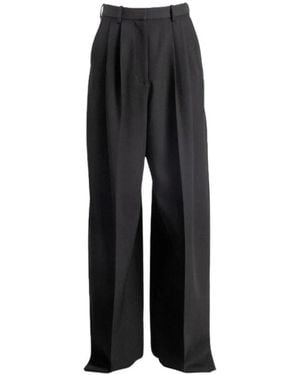 Balenciaga Broeken ,Zwart ,Broek Met Wijde Pijpen En Plooien
