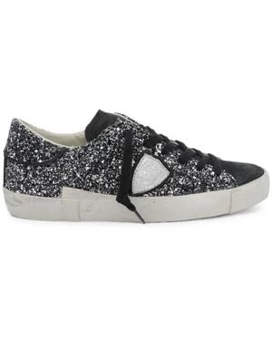Philippe Model Schoenen ,Zwart ,Pailletten Sneakers - Grijs