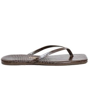TKEES Schoenen ,Bruin ,Leer Square Toe Lily Croc Flip Flops