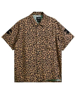 Taion Overhemden ,Bruin ,Rayon Camicia Jpnsp Rayon Leopard