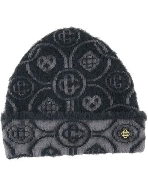 CASABLANCA Fluffy Monogram Beanie - Grey