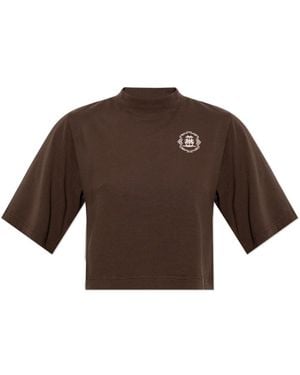 Palm Angels Tops ,Bruin ,Katoen Oversized Katoenen T-Shirt