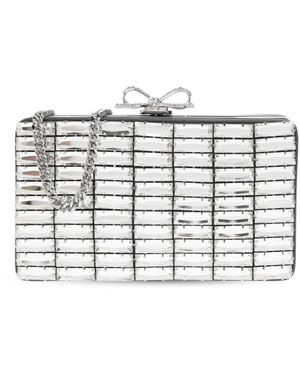 Self-Portrait Tassen ,Grijs ,Clutch Met Glinsterende Kristallen - Metallic