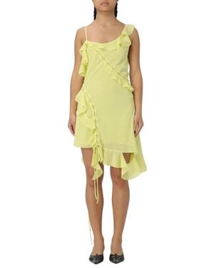 Acne Studios Asymmetrische Ruche Detail Mini Jurk - Geel