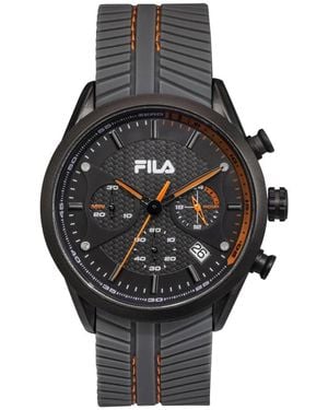 Fila Uhr Herren Armbanduhr Chronograph Silikon Armband Style 38-176 - Schwarz