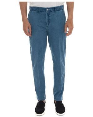 Harmont & Blaine Broeken ,Blauw ,Katoen Nauwsluitende Spijkerchino