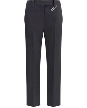 Prada Grey Fleece Wool Dress Trousers - Blue