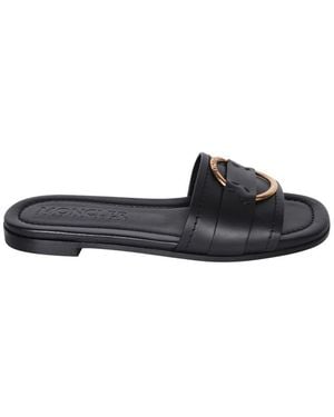 Moncler Bell Leather Slide - Zwart