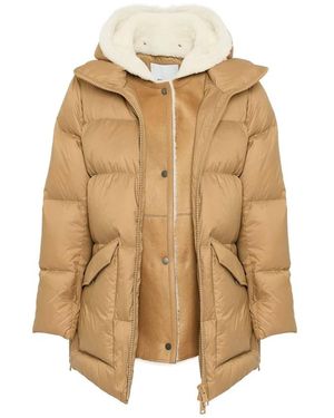 Yves Salomon Bruine Hoodie Met Rits - Naturel