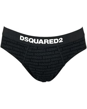 DSquared² Ondergoed ,Zwart ,Katoen Logo Briefs