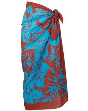 Gallo Leichtblauer Baumwollpareo Für Damen Mit Blumenmuster