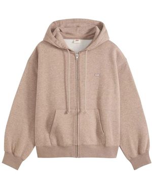 Levi's Hoodies & Sweatvesten ,Bruin ,Zip-Throughs