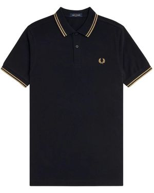 Fred Perry Klassisches poloshirt mit doppelstreifen - Schwarz