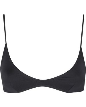 MC2 Saint Barth Badmode ,Zwart ,Zwarte Bralette Bikini Top Met Diepe Scoop - Blauw