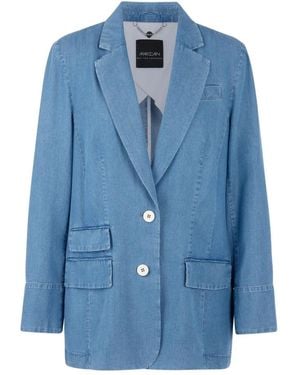 Marc Cain Jassen ,Blauw ,Denim Oversize Denim-Blazer "Rethink Together"