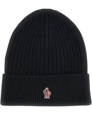Moncler Gebreide Muts Met Ribbelboord - Zwart
