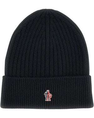 Moncler Strickmütze Mit Rippstrick - Schwarz