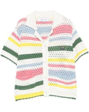 Maison Labiche Gestreifte Strickjacke Mit Gesticktem Logo - Mehrfarbig