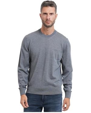 BOSS Pullover Aus Schurwolle Mit Rundhalsausschnitt - Blau