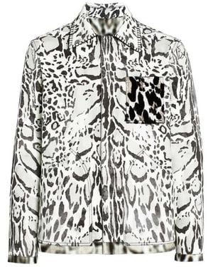 Roberto Cavalli Lynx Print Hemdjacke - Weiß