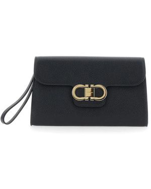 Ferragamo Tassen ,Zwart ,Leer Vara Leather Pouch