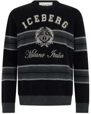 Iceberg Rundhals-Pullover - Schwarz